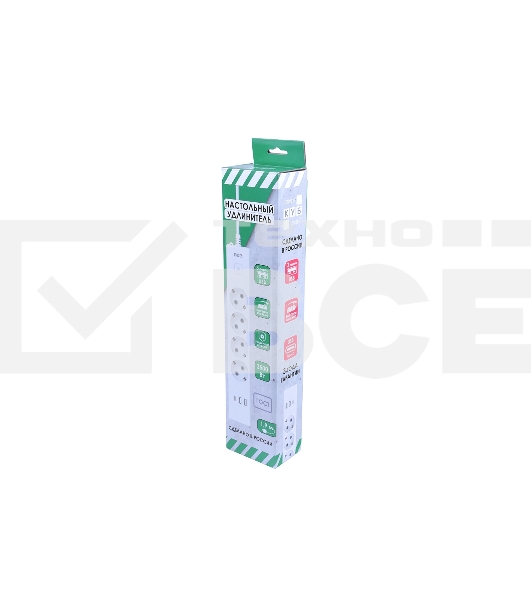 Бытовой удлинитель PowerCube, 4р с/з вык., 3USB, 3500 Вт, 16А, 1.9 м, 3*1,0 (белый) PC-6-2M