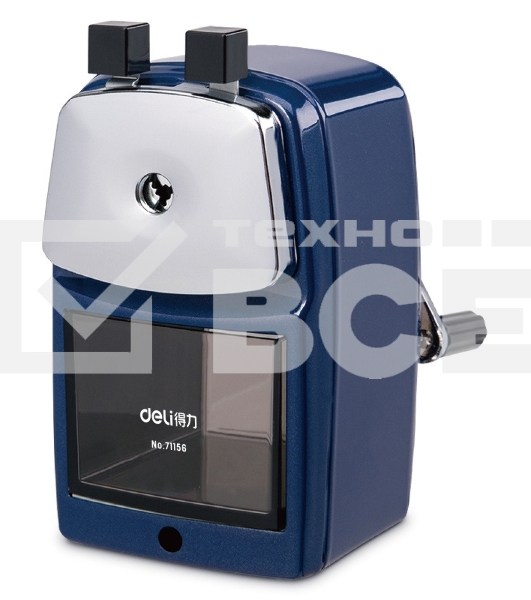 Точилка для карандашей механическая Deli 71156BLUE 1 отверстие металл синий