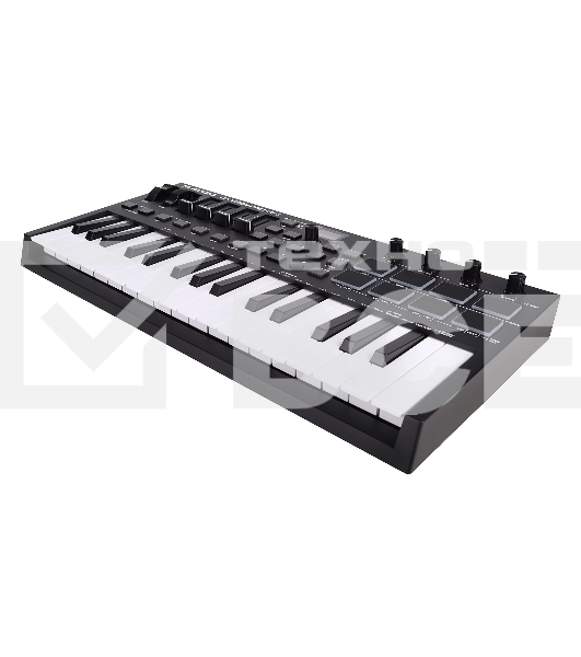 Клавиатура MIDI [OXYGENPROMINI] M-audio [Oxygen Pro Mini] 32 клавиши, 4 энкодера, 4 фейдера, 8 пэдов, 12 кнопок управления, колеса высоты тона и модуляции, smart control, auto-mapping, встроенный арпеджиатор, 1/4