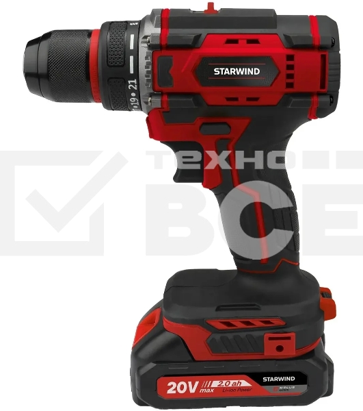 Дрель-шуруповерт Starwind CD20-2.0/2.0S1 40Вт аккум. патрон:быстрозажимной