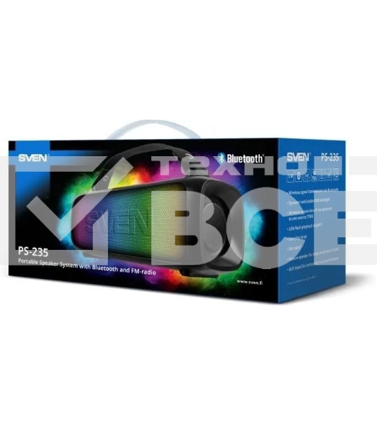 Портативная колонка Sven PS-235 черный 12W 2.0 BT 3600mAh (SV-022075)