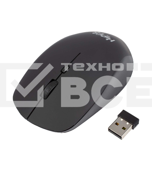 Мышь беспроводная HIPER HOMW-091 черный, 1600 dpi, радиоканал, USB, кнопки - 4