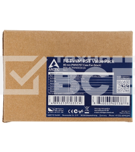 Вентилятор корпусной ARCTIC SF8 PWM PST (Black) Value pack (5pc) (ACFAN00261A)