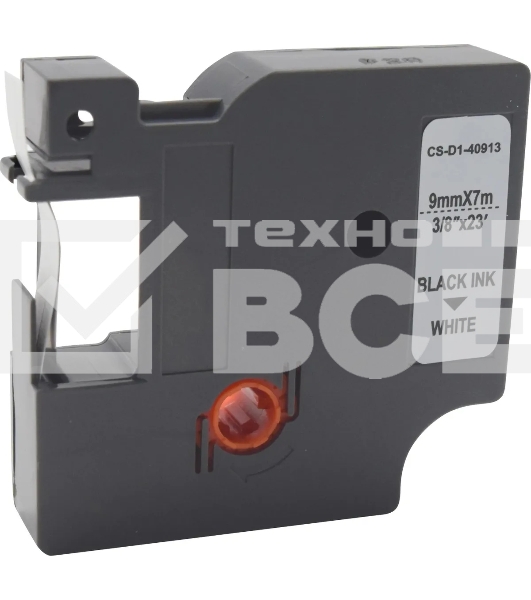 Картридж ленточный Cactus CS-D1-40913 9мм, черный шрифт, белый фон, 7м для DYMO LM 160, 210D, 280, PnP, 420P, 500 TS; Rhino Pro 6000, 5200, 4200