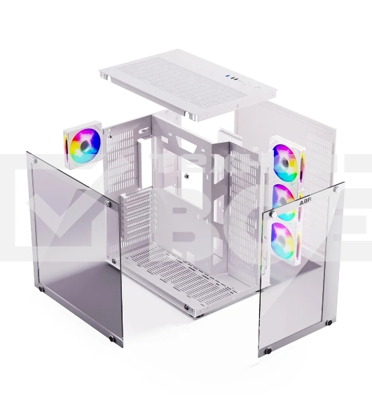 Компьютерный корпус ABR Sea View White (1*USB Type-C, 2*USB 2.0, HD Audio, 4xRGB Fan, ATX, Micro-ATX)
