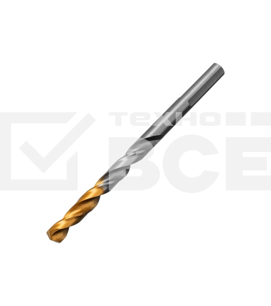 Сверло спиральное по металлу Denzel 6 x 93мм, Р6М5, Golden Tip