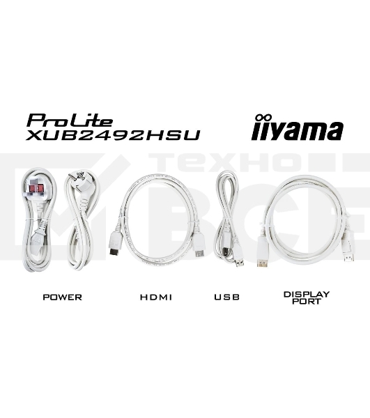 Монитор 23.8' Iiyama ProLite XUB2492HSU-W6 IPS 1920x1080, 100 Гц, 0.4 мс, 16:9, 250 кд/м², 1xHDMI, 1xDP, 4xUSB, 1x3.5 мм, 2x2 Вт, белый
