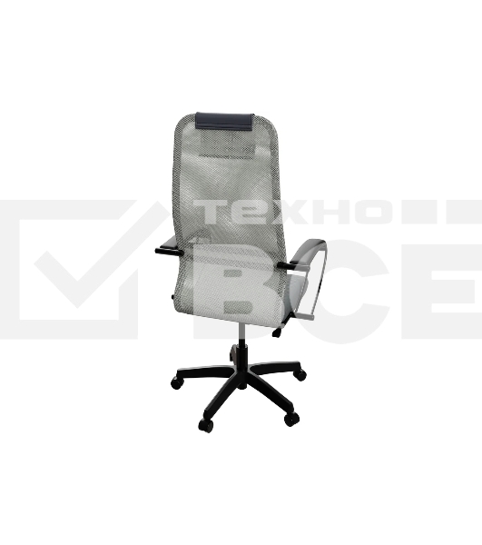 Кресло Метта SU-B-8 светло-серый сиденье светло-серый сетка с подголов. крестов. металл хром