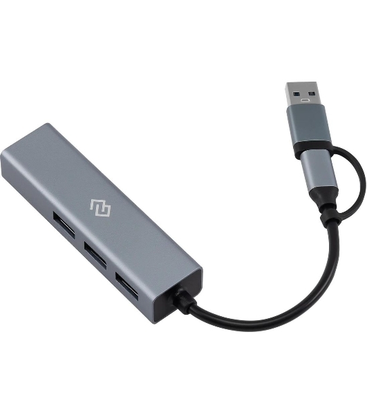 USB-концентратор Digma DHUB-LAN-4port, USB-C + USB-A, USB 3.0+USB 2.0, USB