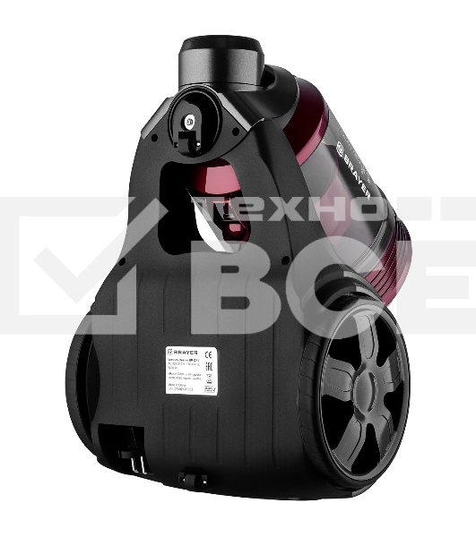 Пылесос BRAYER BR4211 черный/бордовый, 400/2200 Вт, уборка сухая, пылесборник контейнер, 3 л