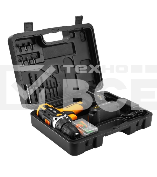 Дрель-шуруповерт аккумуляторная Deko Sharker 16V в кейсе + набор 63 инструмента для дома, 16В, 2х1.5Ач