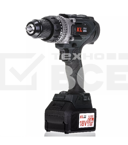 Профессиональный аккумуляторный бесщеточный ударный шуруповерт Klpro KLDM18BHX-50 (18В, Li-ion-2шт, 5.0А·ч, 150Нм, 2 скорости, подсветка, магнитная бита,З/У,в кейсе)