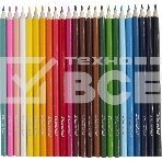 Карандаши цветные Silwerhof Eco 2.65мм, шестигранный профиль, дерево, ассорти, 24 цвета, коробка с европодвесом, фото3