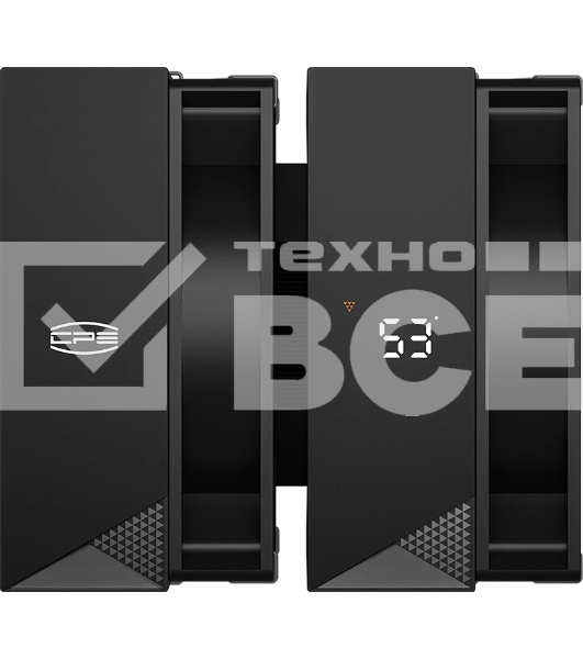 Кулер для процессора PCCooler RT620 Digital BK (250W, 4-pin PWM, LED temp., 157mm, 6x6mm, 2x120мм, 73.32CFM, 34.9dBA, 2200RPM, S: 1851/1700/1200/115X, AM5/AM4, черный)