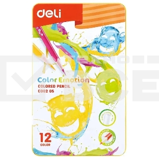 Карандаши цветные Deli Color Emotion EC00205 EC00205, липа, 12 цветов, коробка металлическая