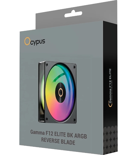 Вентилятор для корпуса Ocypus Gamma F12 Elite BK ARGb REVERSE BLADE, 120x120x25mm, 4-PIN PWM, 600-1800 RPM, 26 DBA MAX, HYDRO BEARING