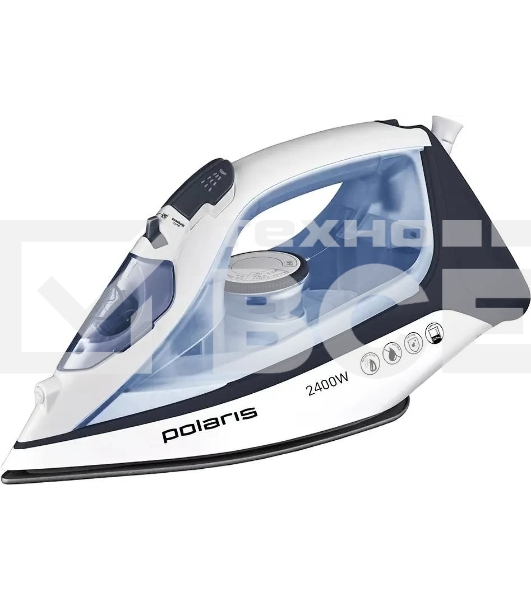 Утюг Polaris PIR 2483K, с паровым ударом, 2400Вт, белый/синий