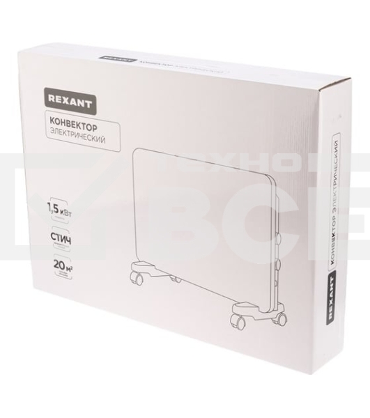 Конвектор Rexant 60-0094, белый 1500 Вт, 20 м2, механический термостат