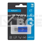 Флеш диск Maxvi MP 16GB MP blue, монолит с колпачком, металл + ABS пластик, фото3
