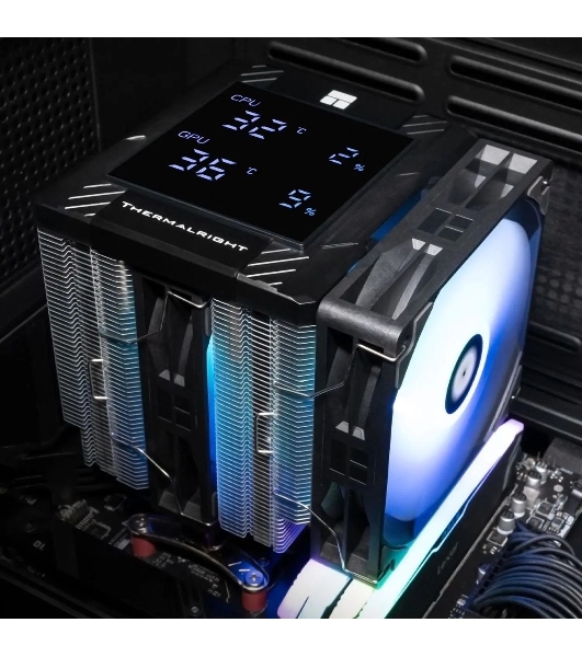 Устройство охлаждения(кулер) Thermalright Peerless Assassin 120 Digital ARGb Soc-AM5/AM4/1200/1700/1851 черный 4-pin 25.6dB Al+Cu LCD Ret (PA120-DIGITAL-BL-ARGb)