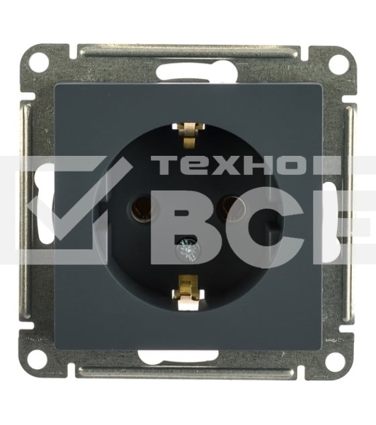 Механизм розетки 1-м СП AtlasDesign 16А IP20 с заземл. грифель