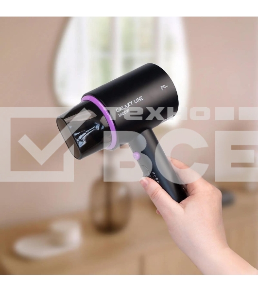 Фен Galaxy Line GL 4346 черный, 1400 Вт, компактный