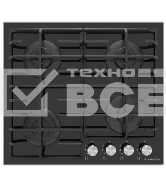 Газовая варочная панель Maunfeld EGHG.64.6CB/G, 4 конфорки, закаленное стекло, черный