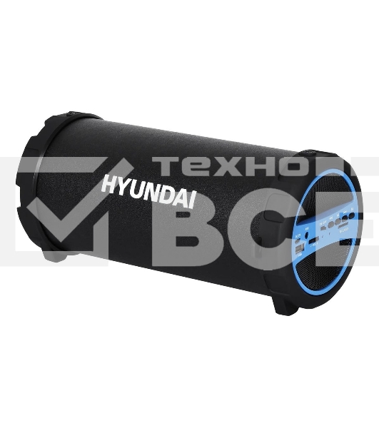 Колонка портативная Hyundai H-PAC220 черный/голубой 10W 1.0 BT/3.5Jack/USB