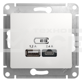 Розетка USB Schneider Electric Glossa GSL000139 скрыт. IP20 белый (упак.:1шт)