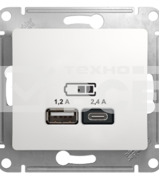 Розетка USB Schneider Electric Glossa GSL000139 скрыт. IP20 белый (упак.:1шт)