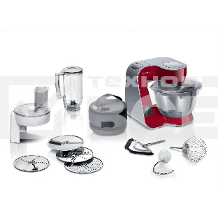 Кухонная машина Bosch MUM5X720 планетар.вращ. 1000Вт красный/серый