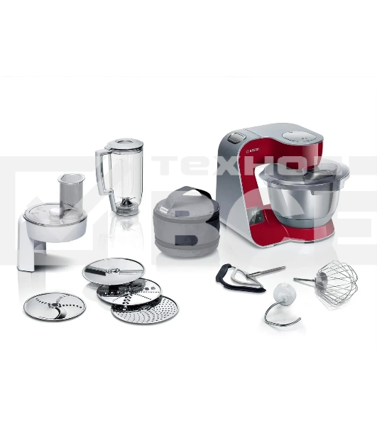 Кухонная машина Bosch MUM5X720 планетар.вращ. 1000Вт красный/серый