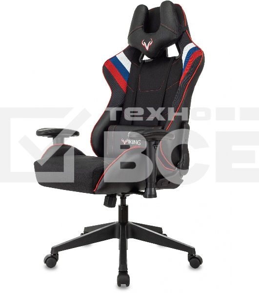 Кресло игровое Бюрократ VIKING 4 AERO RUS белый/синий/красный/черный, искусст. кожа/ткань, две подушки