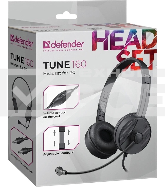 Гарнитура проводная Defender Tune 160 (черный, провод 1.8 м) (63164)