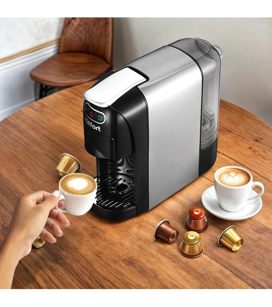 Кофемашина Kitfort КТ-7508 1400Вт серебристый/черный