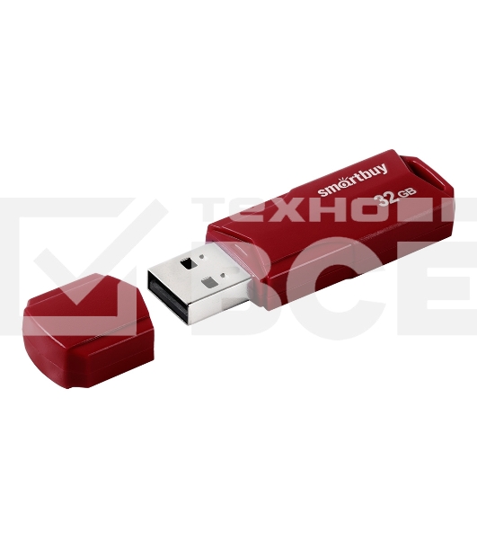 Флешка USB SmartBuy CLUE Burgundy (SB32GbCLU-BG), 32Gb, USB 3.1, R/W 40/25, красный