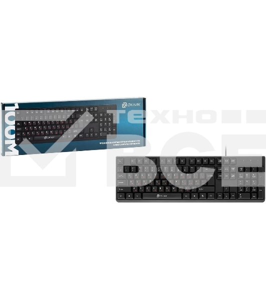 Клавиатура Oklick 100M HW3 проводная, USB Type-A, чёрный
