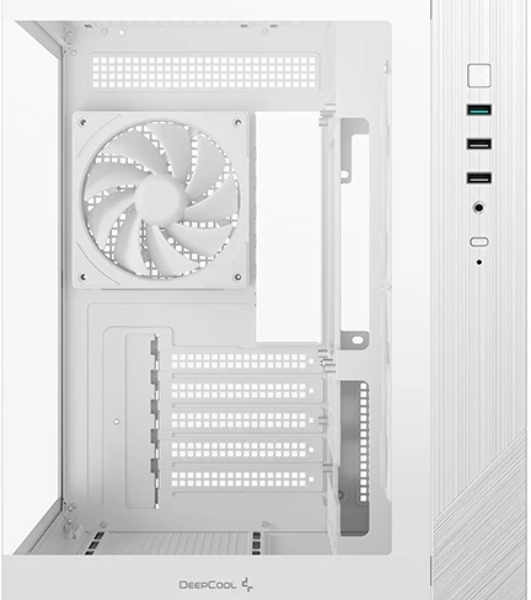 Компьютерный корпус Deepcool CG330 3F WH без БП, боковое окно (панорама), 3x120мм ARGB PWM вентилятора, белый, mATX (R-CG330-BKNGM3-G)