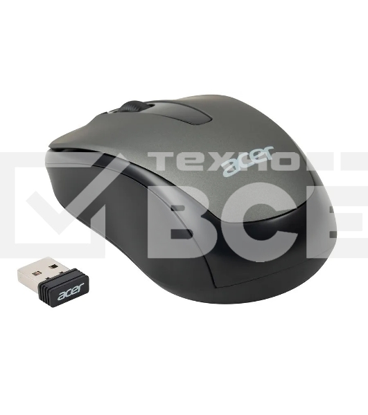 Мышь беспроводная Acer OMR134 серый, 1000 dpi, радиоканал, USB, кнопки - 3