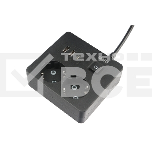 Бытовой удлинитель PowerCube, 2р с/з вык.,3USB, 3500 Вт, 16А, 1.9 м, 3*1,0 (черный) квадрат PC-1B-2M