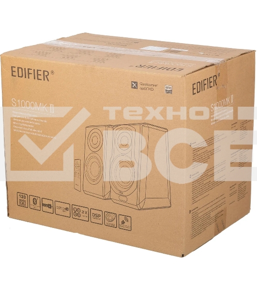 Акустическая система Edifier S1000MKII Brown (2.0,Bluetooth 5.0,ДУ,2x 25 Вт (ВЧ), 2x 35 Вт (СЧ/НЧ)