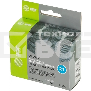 Картридж струйный Cactus CS-C9351 №21 черный (17 мл) для HP DJ 3920/3940/D1360/D1460/D1470/D1560/D2330/D2360/D2430/D2460/F370/F375/F380/F2180/F2187/F2224/F2280/F2290/F4140/F4172/F4180/F4190