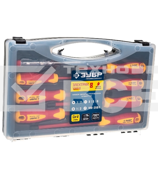 Набор: Отвертки SL 3, 5, 6 / PH 1, 2 / PZ 1, 2, тестер 100-250 В, ЗУБР 