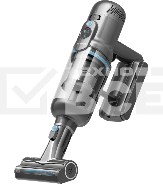 Пылесос моющий Puppyoo T12 Home Rinse серый, питание от аккумулятора, 120 Вт, уборка сухая/влажная, пылесборник 0.39 л, работа от АКБ max 60 мин.