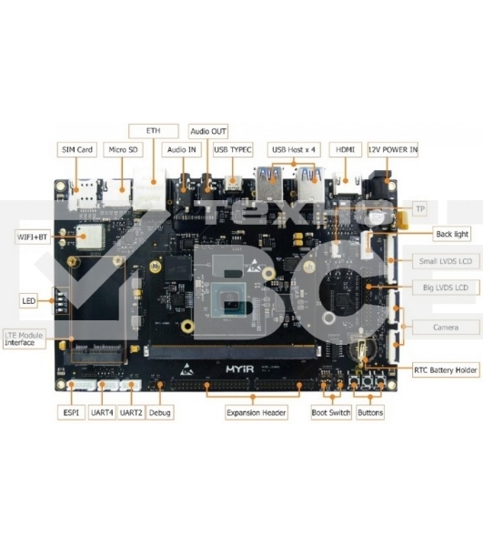 Плата разработки Myir MYD-JX8MQ6-8E2D-130-E i.MX8M, MIMX8MQ6CVAHZAB, 2GB LPDDR4, 8GB eMMC