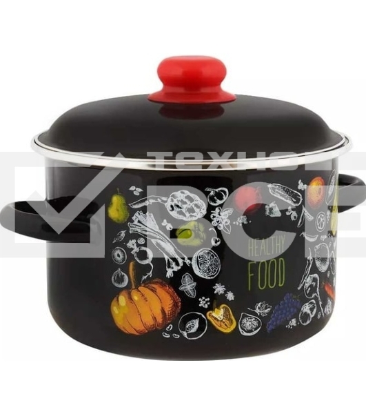 Кастрюля Appetite 1RD221М Healthy food с крышкой, эмалированная сталь 5,5 л