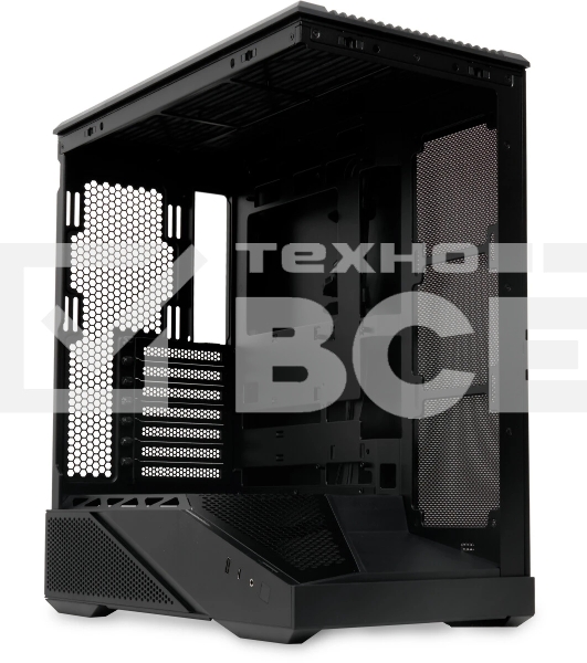 Компьютерный корпус без блока питания HSPD F711-TGbK, Panoramic Full Tower, Black, TG, 0.7 SPCC, no fans ATX, mATX, mITX 190/420/280мм 2x2.5', 2x3.5', 7xPCI 1xUSB-A 3.0, 1xUSB-C 445x235x475мм