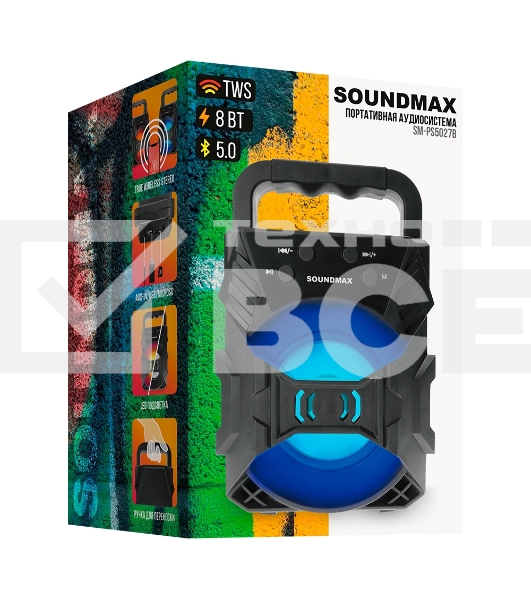 Портативная колонка SOUNDMAX SM-PS5027B черный