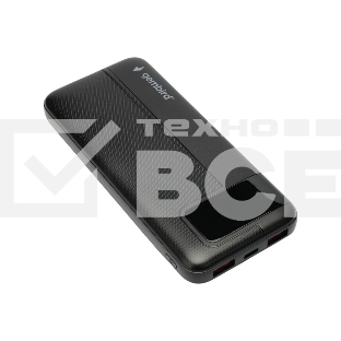 Портативный аккумулятор Gembird GPB-10Q, 10000мА·ч, QC/PD, дисплей, черный