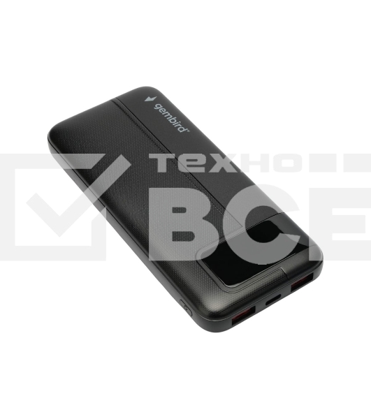 Портативный аккумулятор Gembird GPB-10Q, 10000мА·ч, QC/PD, дисплей, черный